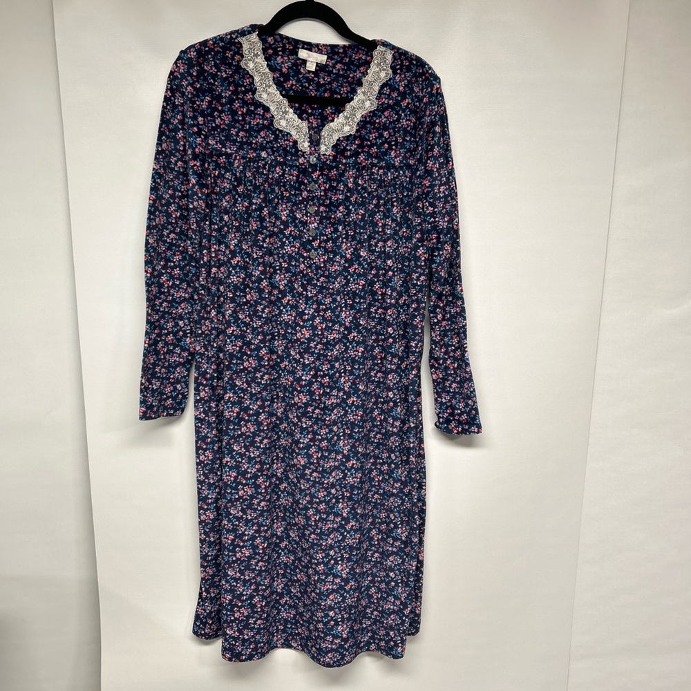 Secret Treasures Navy Floral Long Sleeve Dress